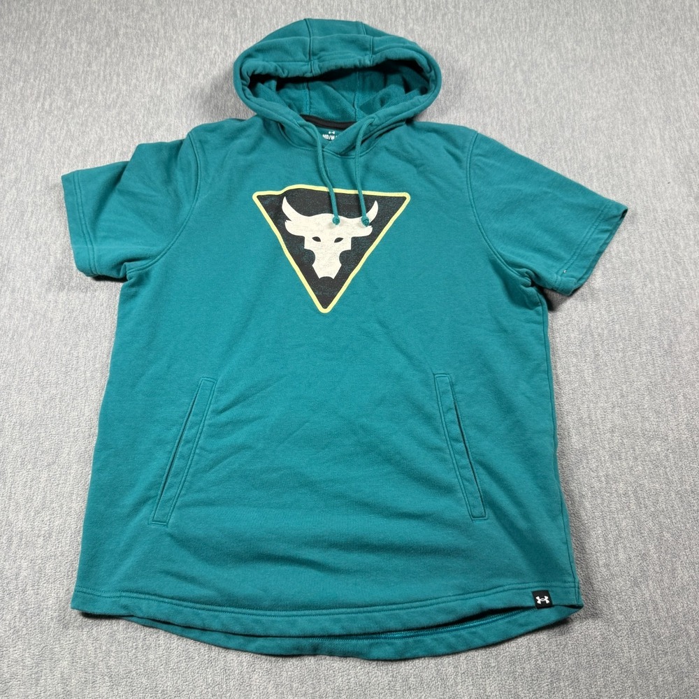 Under‎ Armour Sweatshirt Mens M Green Project Rock Short Sleeve Hoodie Athletic